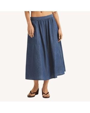 Nautica Chambray Midi Skirt - Blue