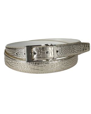 CTM Leather Croc Print Belt - Metallic