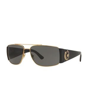 Versace Sunglasses Rectangle Full Rim, Frame And Dark Lens Ve2163100287 - Metallic