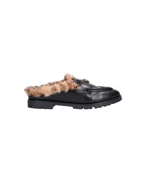 Pinko Kate Faux Fur Lined Leather Mules - Black
