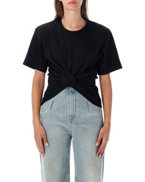 Magda Butrym Draped Short-Sleeve T-Shirt With Central Knot - Black
