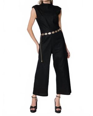 Zetaye Celeste Linen Cotton Jumpsuit - Black