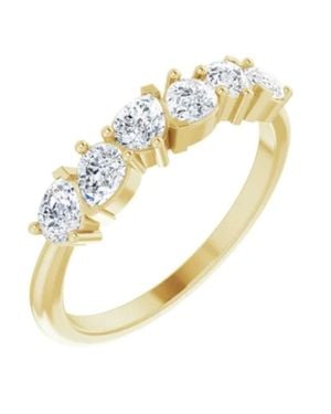 Pompeii3 1 1/3Ctpear Shaped Diamond Anniversary Band 14K Lab Grown - Metallic