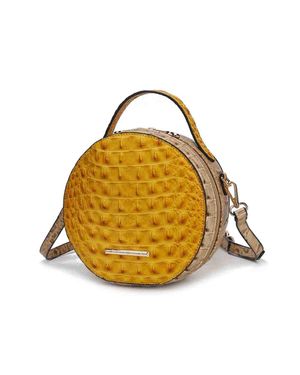 MKF Ynnari Crossbody Croc-Embossed Round Chic Handbag Top Handle - Yellow