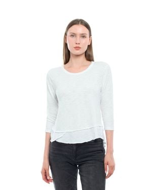Wilt Shrunken Crew 3/4 Sleeve Mock Layer Tee - White