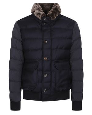 Moorer Fantoni-Osl Quilted Fur-Collar Down Jacket - Blue