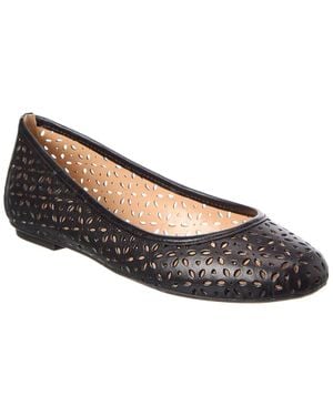 French Sole Leyla Laser Cut Leather Flat - Black
