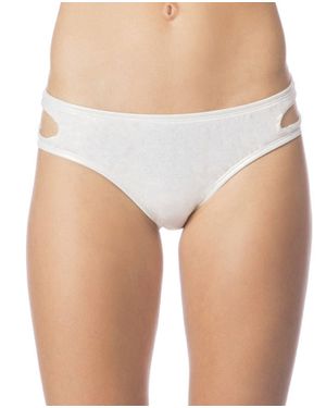 The Bikini Lab Hot Shine Bling Key Hole Hipster Bikini Bottom - White
