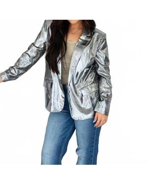 Layerz Clothing Metallic Babe Blazer - Blue