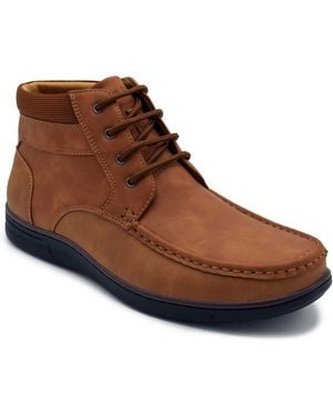 Aston Marc Hertel Lace-Up Faux Leather Chukka Boots - Brown