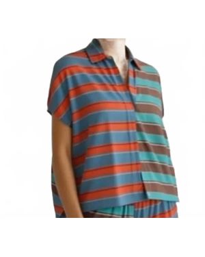 J.Nna Color Block Horizon Polo - Blue