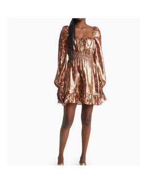 PAIGE Noah Metallic Dress Long Sleeve Mini - Brown
