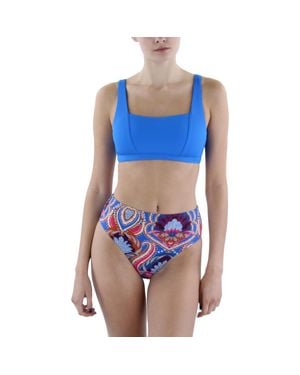 BCBGMAXAZRIA Printed Nylon Swim Bottom Separates - Blue