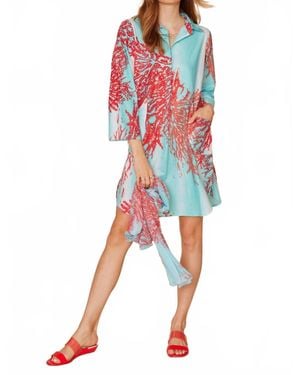 MODAPOSA Gabriella Printed Tunic Shirt Dress With Pockets - Multicolor