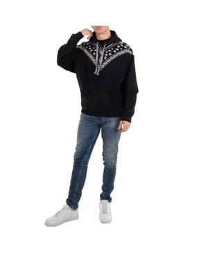 Marcelo Burlon Bandana-Embroidered Drawstring Hoodie - Black