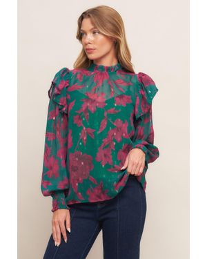TRUEDAMES Poetic Garden Woven Top - Blue