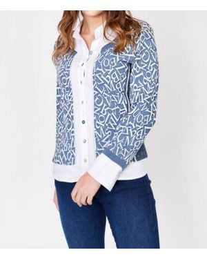 Dolcezza Letter Print Blouse - Blue