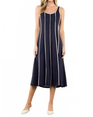 Thml Linen Trim Detail Midi Dress - Blue