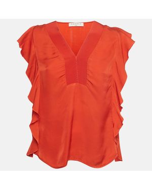Sandro Silk Ruffled Top - Red