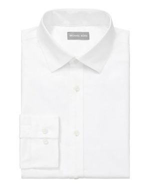 Michael Kors Dress Shirt Cotton Linen Slim Fit Fts240 - White