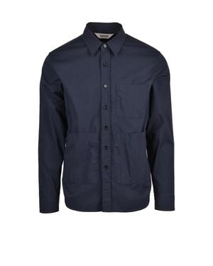 Aspesi Colors Minimalist Button-Up Stretch Cotton Shirt - Blue