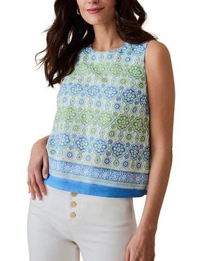 J.McLaughlin Norie Linen-Blend Blouse - Blue