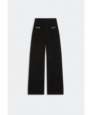 Suncoo Denim Wide Leg Pants - Black