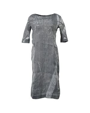 Marni Bleach Effect Midi Short Sleeve Dress - Gray