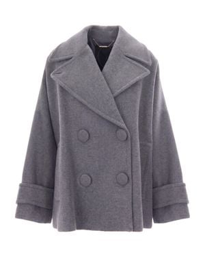 Liu Jo Medium Melange Oversized Wool Coat - Gray