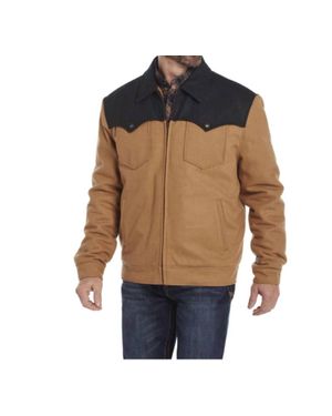 Cripple Creek Two Toned Wool Melton Zip Front Ranch Jacket - Blue