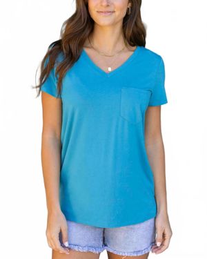 Grace and Lace True Fit Perfect Pocket Tee - Blue