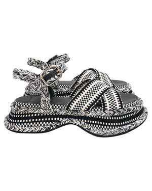Chloé Meril Monochrome Woven Flatform Sandals - Gray