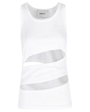 Coperni Spiral Asymmetrical Cut-Out Cotton Tank Top - White