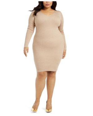 Planet Gold Trendy Plus Size Lace-Up-Back Bodycon Dress Size 2 Extra Large - Natural
