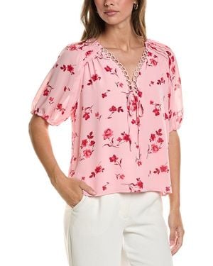 Cece V-Neck Pintuck Blouse - Pink