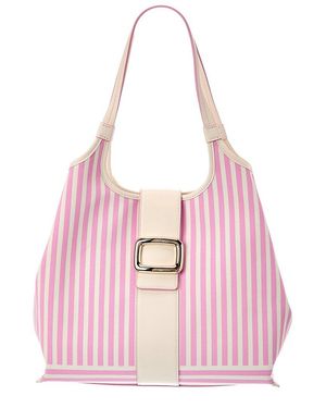 Roger Vivier Logo Leather & Canvas Tote - Pink