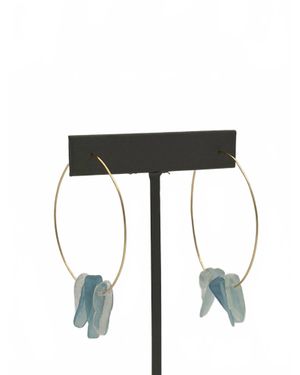Blue Copper Aquamarine Hoops - Black