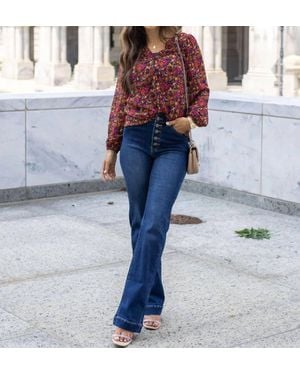 Grace and Lace Autumn Eve Chiffon Top - Blue