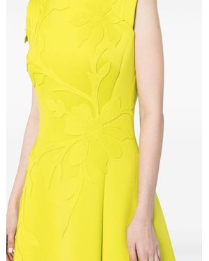 Saiid Kobeisy Neoprene Dress With Floral Embroidery - Yellow