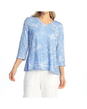 Jess & Jane Soft Touch V-Neck Top - Blue