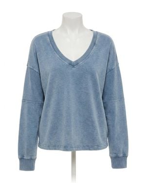 Z Supply Delphine Knit Denim Sweatshirt - Blue