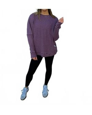Mono B Waffle Ribbed Pullover - Purple