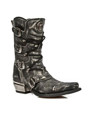New Rock Dallas Leather Boots- M.7993-S3 - Black