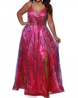 Sydney's Closet Iridescent Sequin A-Line Gown - Red