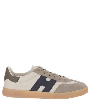 Hogan Low-Top Leather Sneakers With Suede Inserts And Memory Foam Insole - Gray
