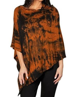 French Kyss Marble Wash Asymmetrical Poncho - Orange