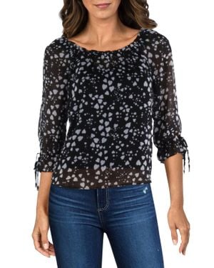 Bcx Printed Hearts Pullover Top - Black