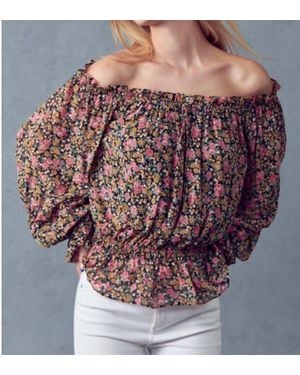 ..,merci Off The Shoulder Floral Top - Red