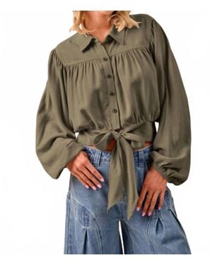 Bibi Tie Hem Detail Crop Blouse - Brown