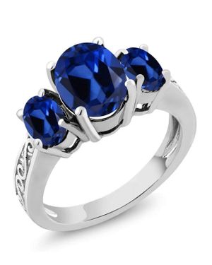 Donatello Gian Oval Cut Tri Stone Ring - Blue